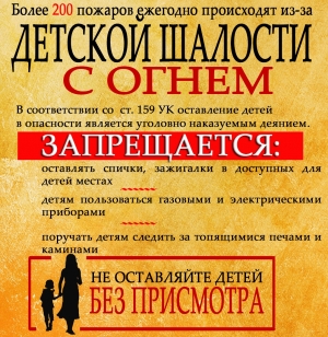 Не оставляйте детей без присмотра